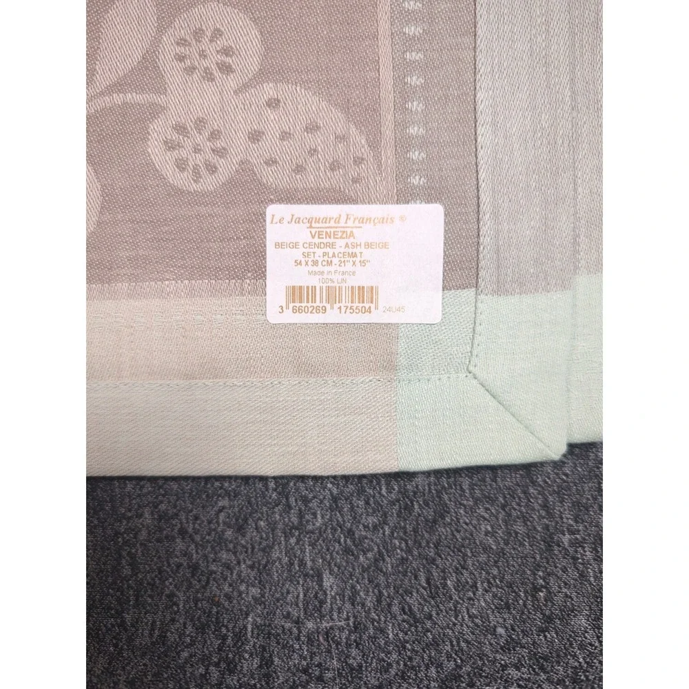 Le Jacquard Francais Venezia 4 Placemats Ash Beige Linen Made in France 21x15